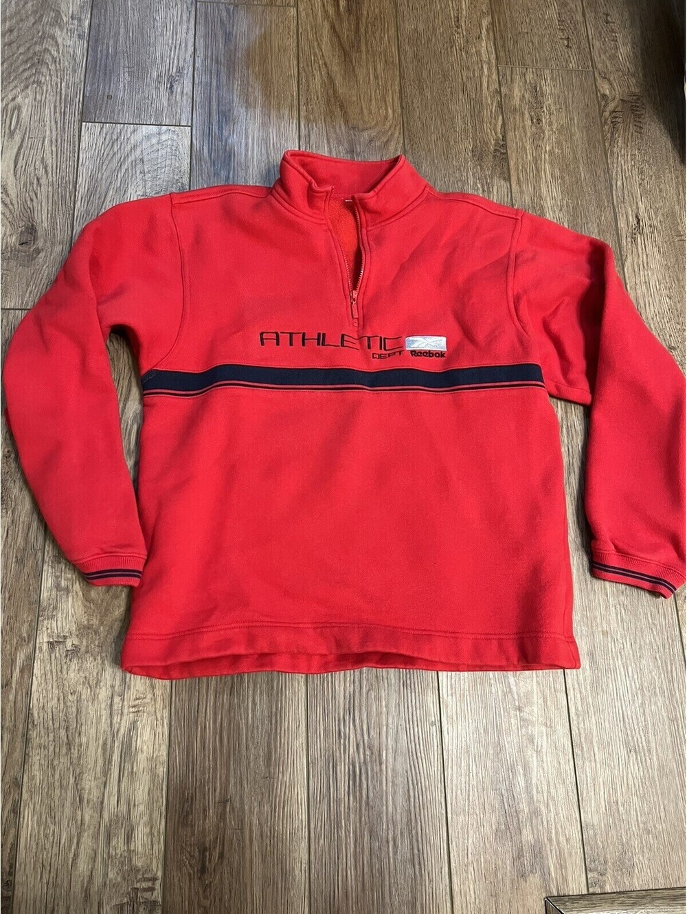 Vtg 90s Reebok Athletic Dept 1/4 Zip Sweatshirt Small Red